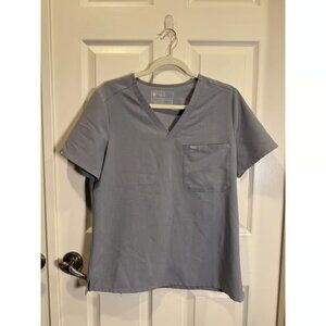 FIGS Technical V Neck Scrub Top Light Grey PO 5153 Short Sleeve Size Medium
